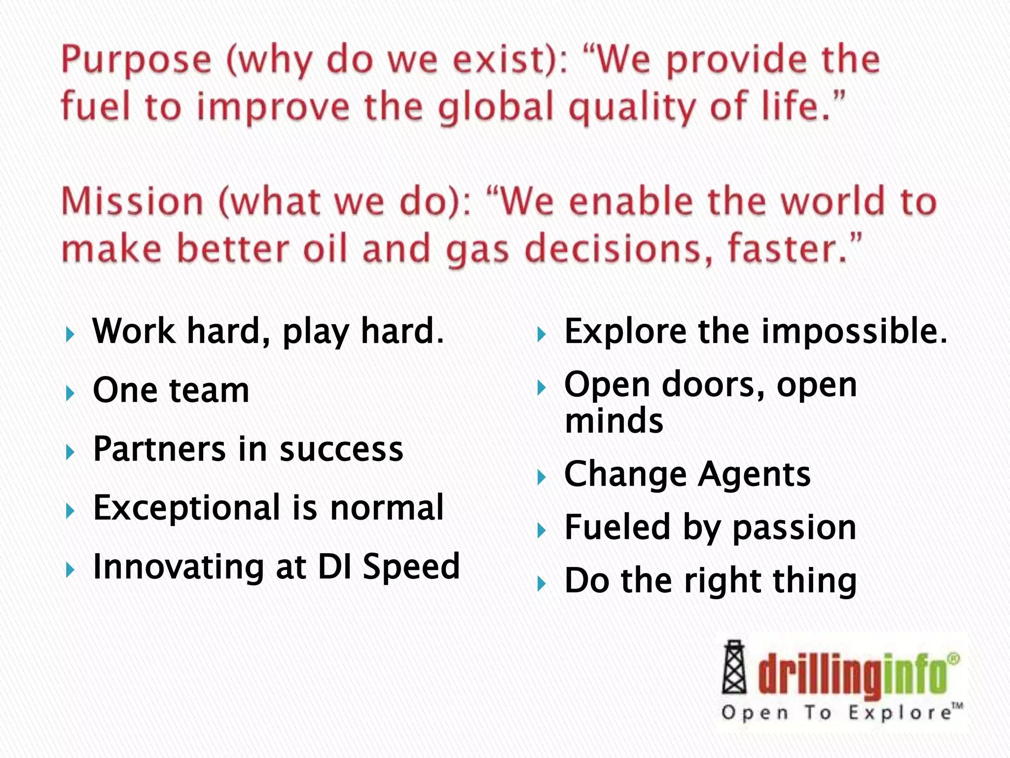 

Work hard, play hard.





One team





Partners in success



Exceptional is normal



Innovating at DI Speed

Explore the impossible.
Open doors, open
minds



Change Agents



Fueled by passion



Do the right thing

 