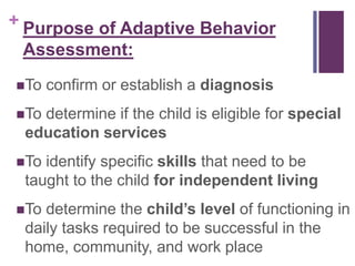 Assessment of Adaptive Behavior in Special Education | PPTX