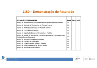 Renata Santana Santos
Atualizado até 09/02/2017
J150 – Demonstração do Resultado
 