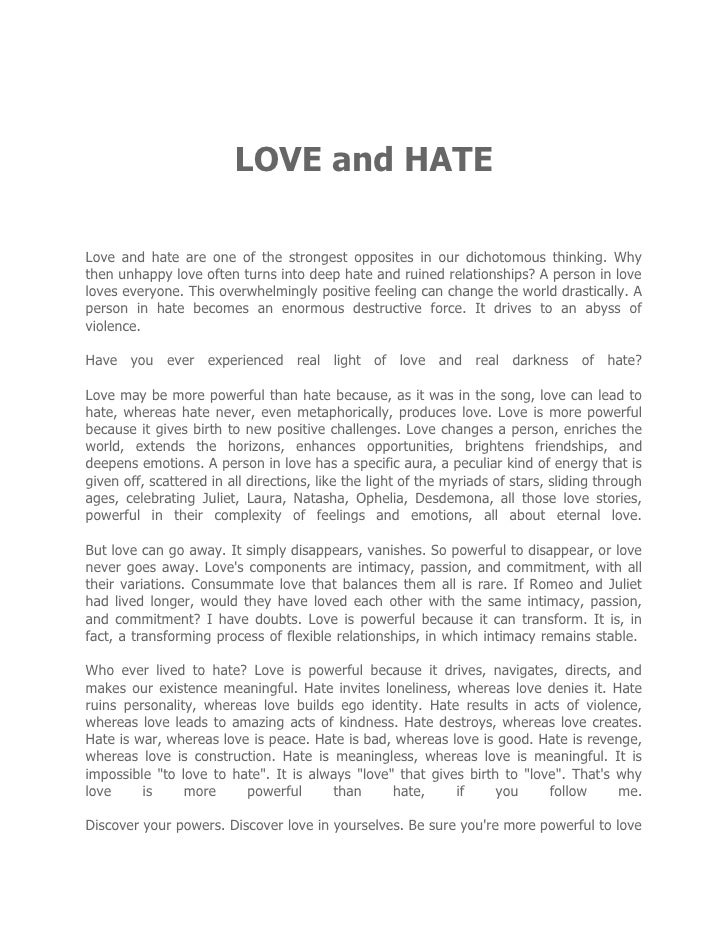 speech on love and hate