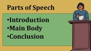 Parts of Speech
•Introduction
•Main Body
•Conclusion
 