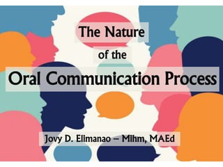 The Nature
Jovy D. Elimanao – Mihm, MAEd
Oral Communication Process
of the
 