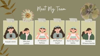 Aiziyah Amini Idha Nur
Latifah
Sri Mulyani
Rahayu
Noviana
Ikhsana Rambe
Nurul Ayu Fiqih
Sakila
Shofwatun
Najah
 