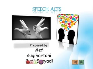SPEECH ACTS
Prepared by:
Aef
sugihartoni
Budi SetyadiTMA
 