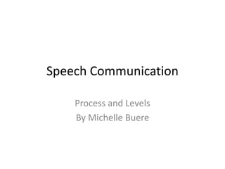 Speech Communication 
Process and Levels 
By Michelle Buere 
 