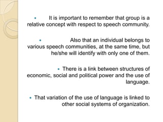 Speech communities | PPT