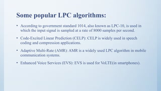 SPEECH COMPRESSION using Linear predictive coding (LPC) | PPTX