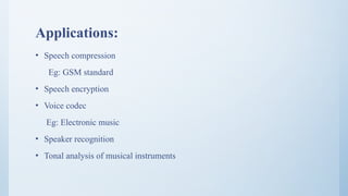 SPEECH COMPRESSION using Linear predictive coding (LPC) | PPTX