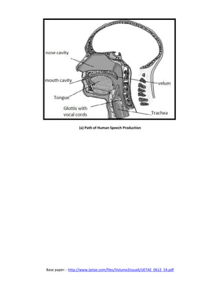 Base paper: - http://www.ijetae.com/files/Volume2Issue6/IJETAE_0612_54.pdf
(a) Path of Human Speech Production
 