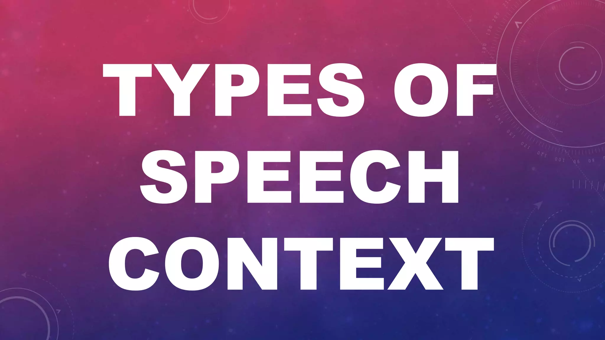 TYPES OF
SPEECH
CONTEXT
 