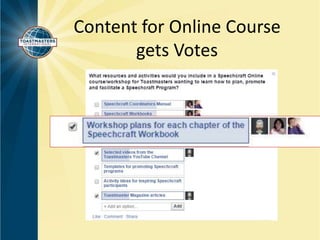 Content for Online Course 
gets Votes 
 