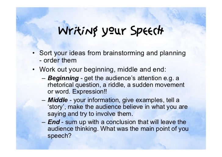 what is the first stage in speech writing