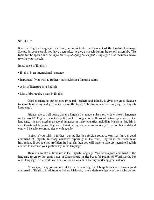 PT3 SPEECH Essay Sample