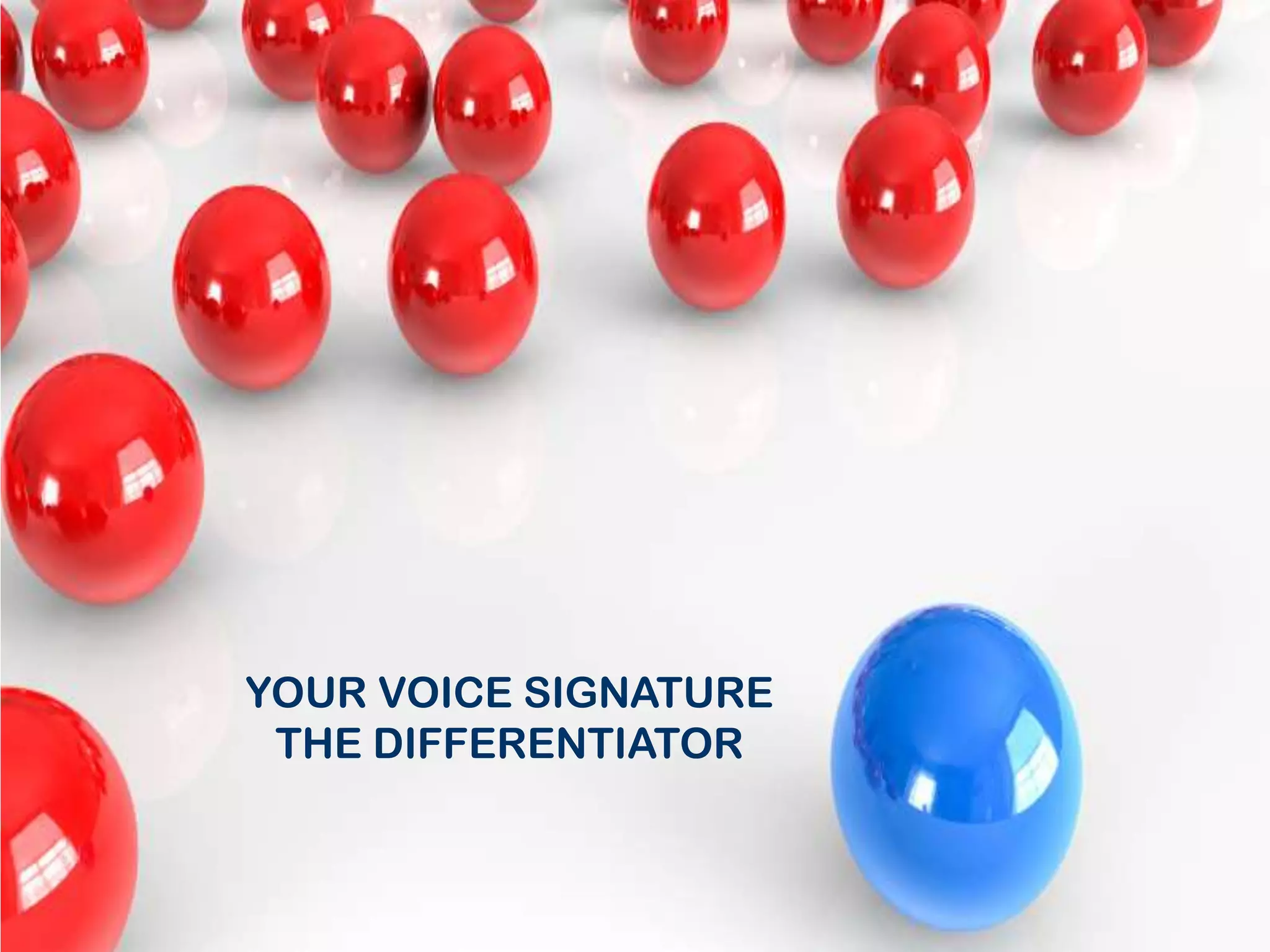 THE DIFFERENTIATOR




         YOUR VOICE SIGNATURE
          THE DIFFERENTIATOR



                                CONFIDENTIAL • PRESENTATION TITLE •
 