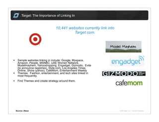 Target: The Importance of Linking In


                                  10,441 websites currently link into
             ...