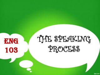 ENG   THE SPEAKING
103     PROCESS
 