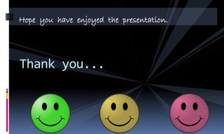 Hope you have enjoyed the presentation.
Thank you...
 
