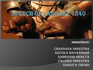 Presented by:
Chandana shrestha
Kritika Manandhar
Samriddhi Shakya
Yalisha Shrestha
Sangita Tiwari
 