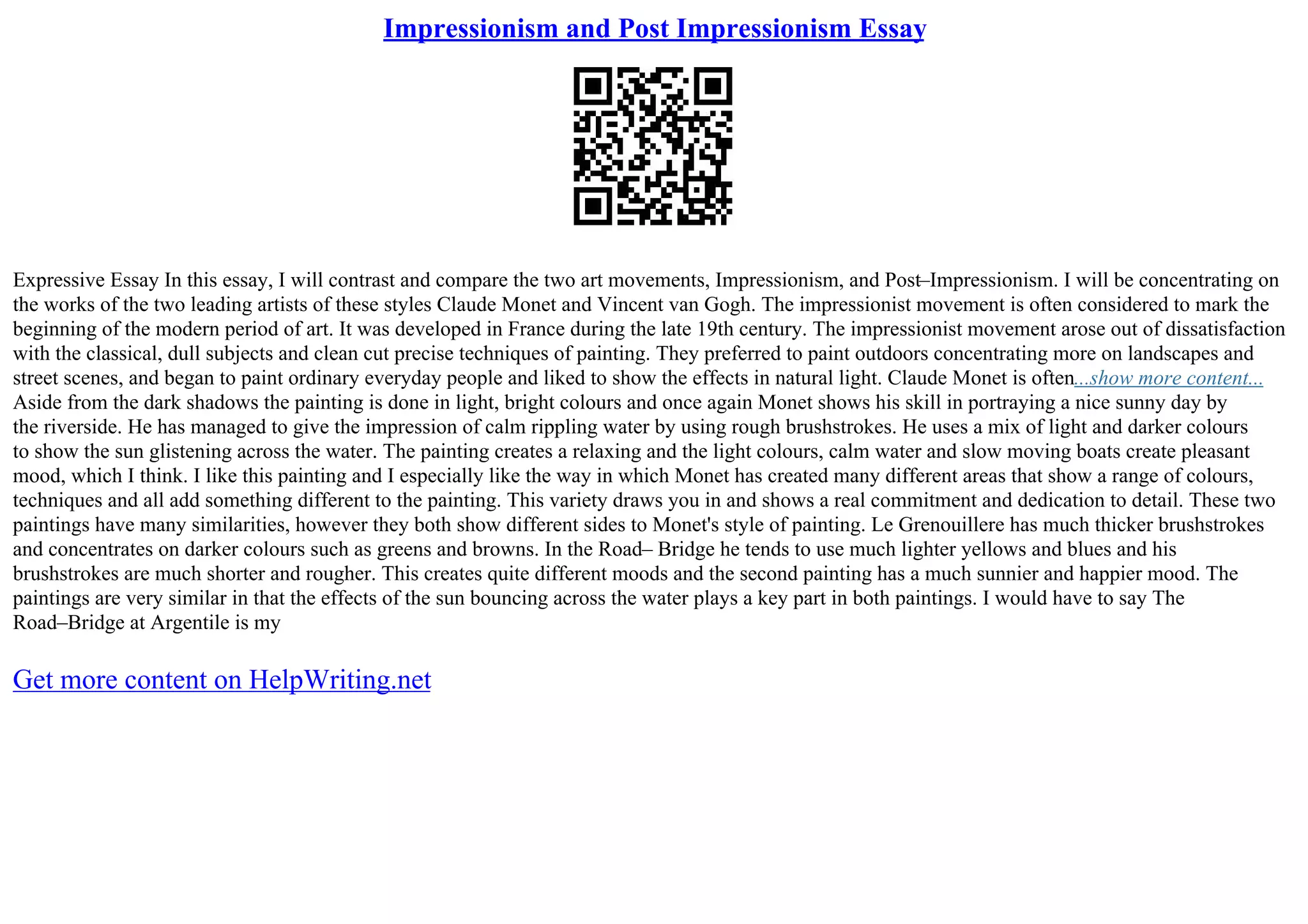 Speech On Post Impressionism | PDF