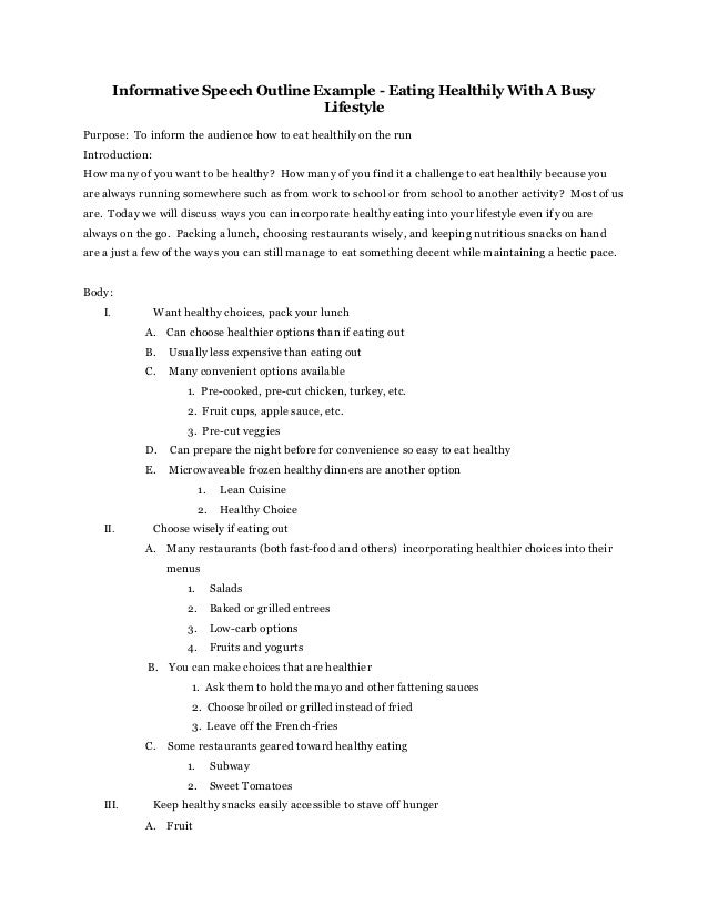 Healthy eating essay outline