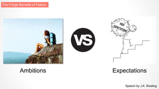 Ambitions Expectations
Speech by J.K. Rowling
The Fringe Benefits of Failure
 