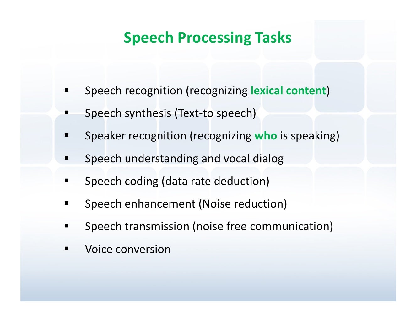 Speech Processing speech-processing