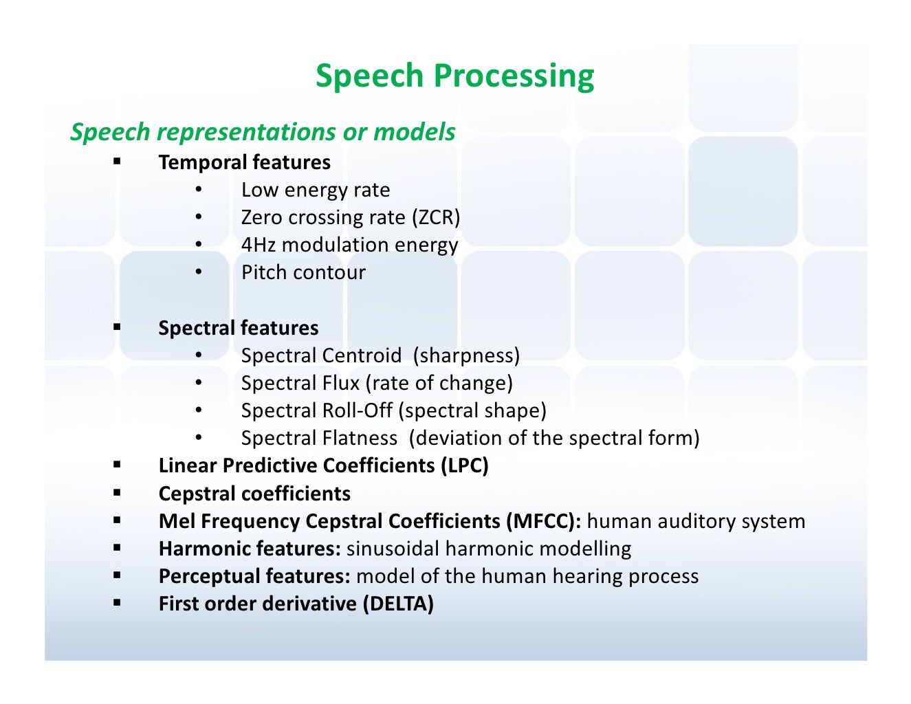 Speech processing