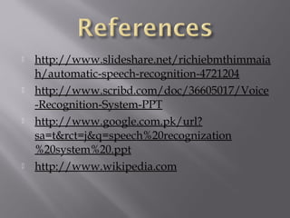 Artificial intelligence Speech recognition system | PPT
