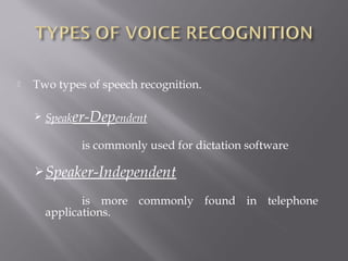 Artificial intelligence Speech recognition system | PPT