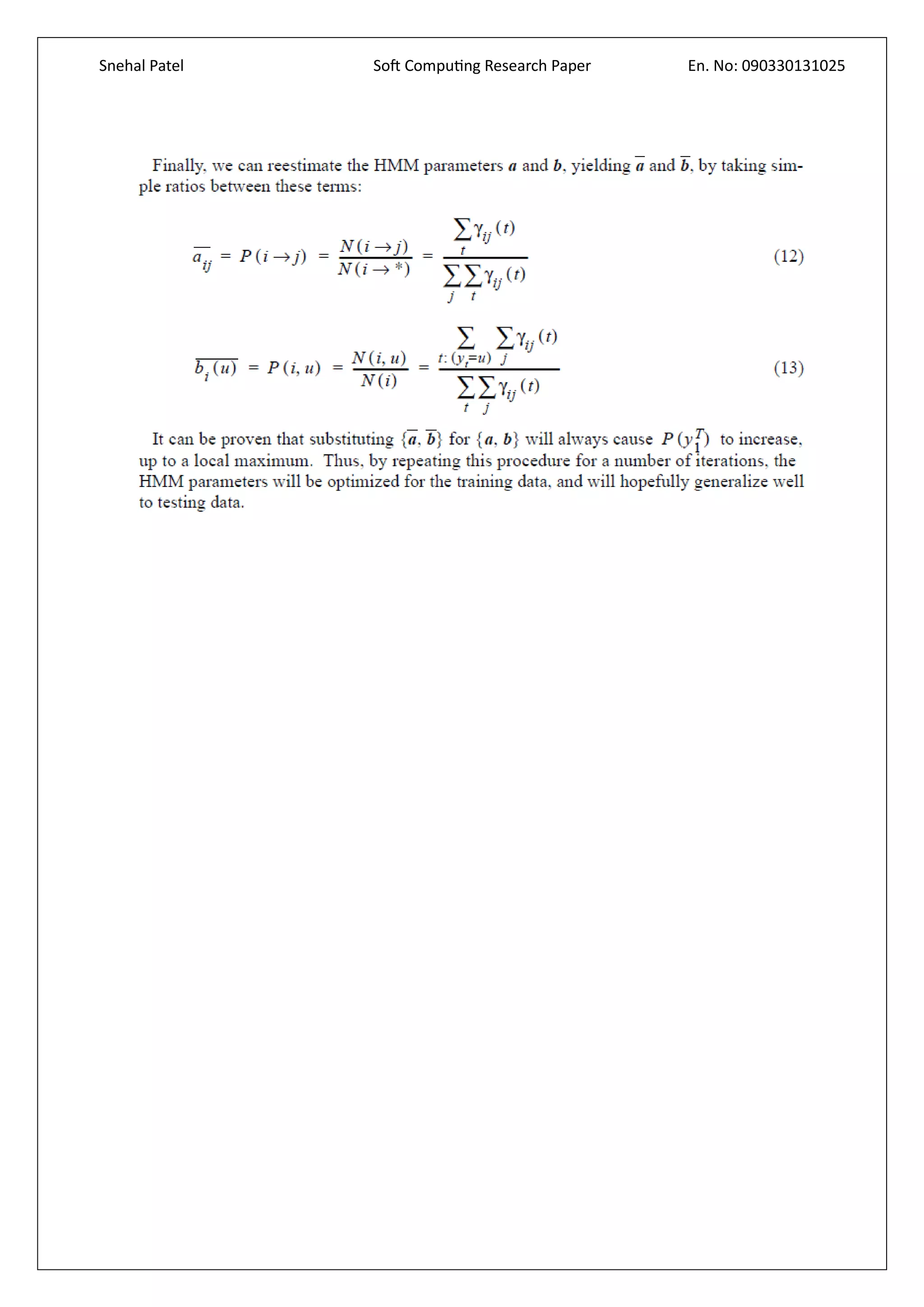 Snehal Patel Soft Computing Research Paper En. No: 090330131025
 