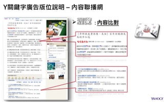 : 內容比對
Y關鍵字廣告版位說明 – 內容聯播網
 