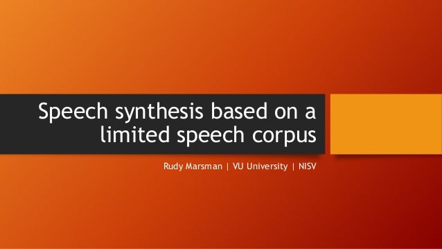 Phd thesis speech synthesis