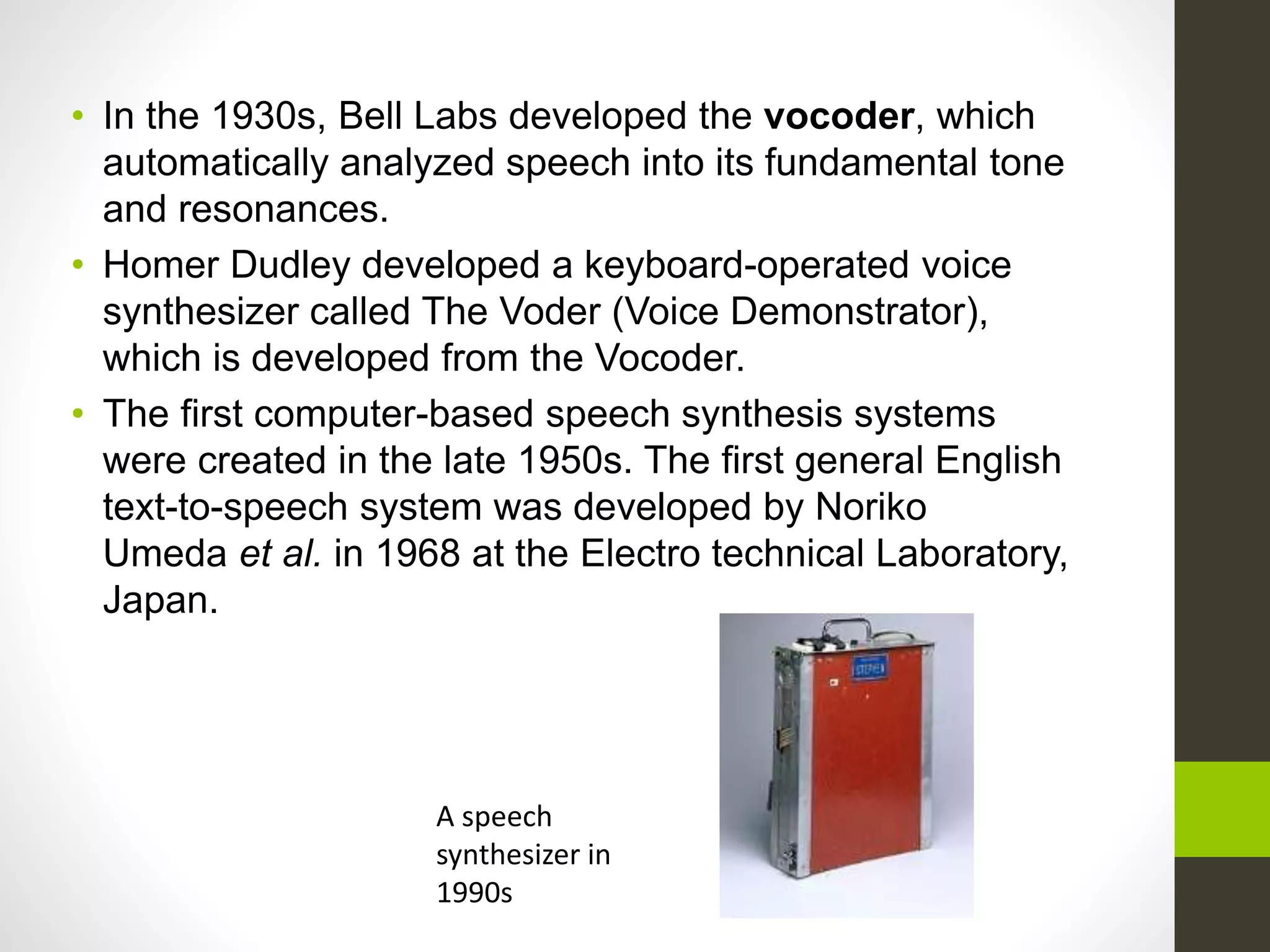Speech synthesis technology | PPTX