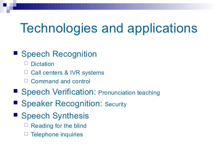 Speech Technology Overview