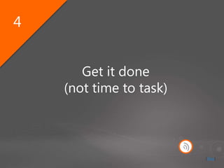 Get it done
(not time to task)
4
[Stop]
 