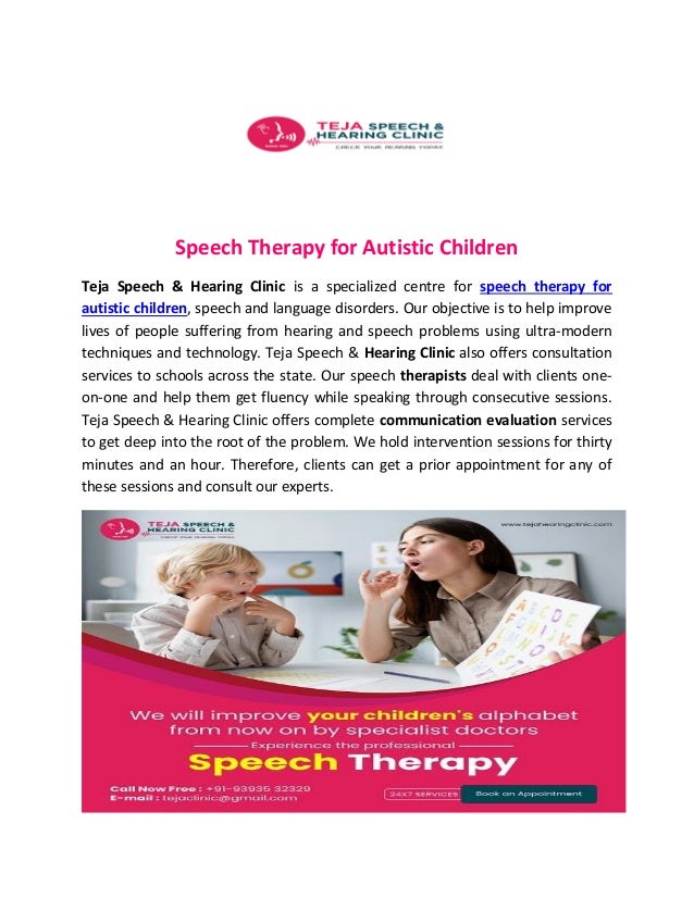 Speech therapy for autistic children Teja Speech & Hearing Clinic