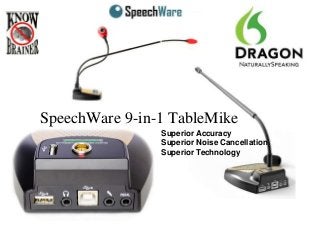 SpeechWare 9-in-1 TableMike
Superior Accuracy
Superior Noise Cancellation
Superior Technology
 