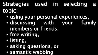 speech writing selecting topic | PPTX