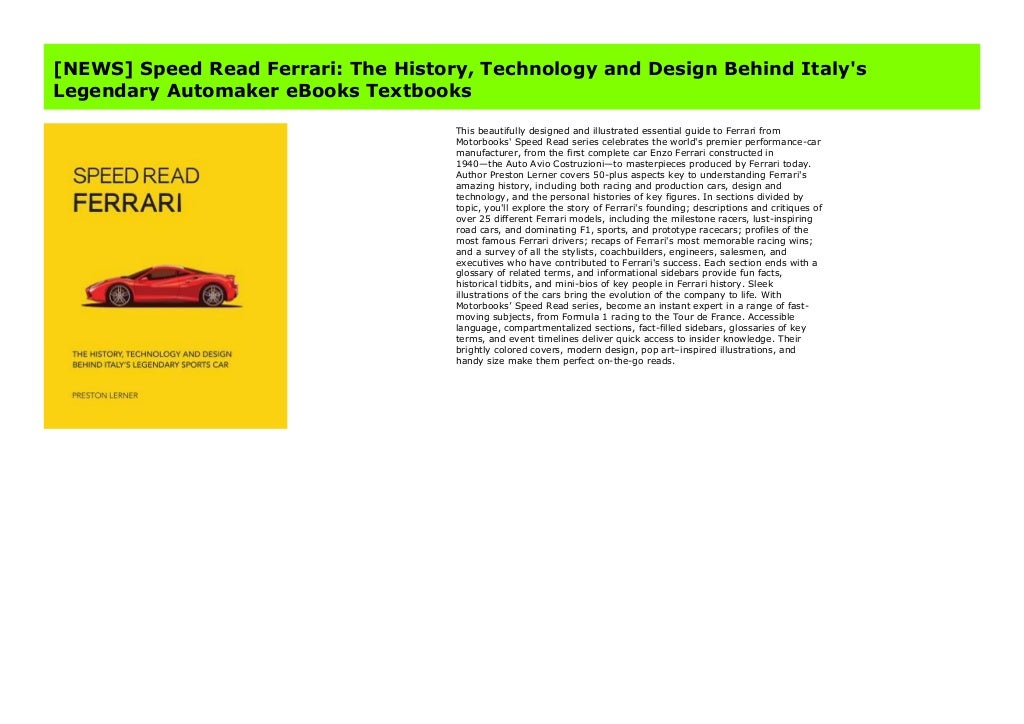 [NEWS] Speed Read Ferrari: The History, Technology and Design Behind