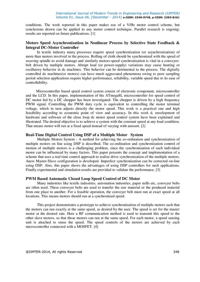 SPEED SYNCHRONIZATION OF MASTER –SLAVE D.C. MOTORS USING ...
