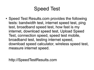 Speed Test | PDF