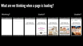 Working? Useful? Usable?
What are we thinking when a page is loading?
 