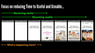 Focus on reducing Time to Useful and Useable…
Becoming useful
Becoming usable
What’s happening here?
 