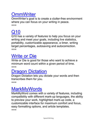 Speed Writing Script Speed Writing Guide - How To Increase Speed Writing | PDF