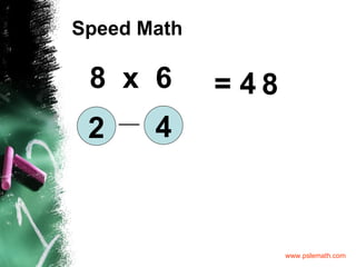 Speed Math 8  x  6 2 4 = 4 8 