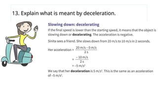 Explain Deceleration speed and acceleration for lower secondary | PPTX