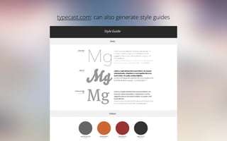 typecast.com: can also generate style guides
 