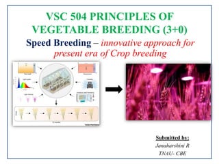 VSC 504 PRINCIPLES OF
VEGETABLE BREEDING (3+0)
Speed Breeding – innovative approach for
present era of Crop breeding
Submitted by:
Janaharshini R
TNAU- CBE
 