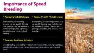 SPEED BREEDING AND IT'S IMPACT ON FUTURE AGRICULTURAL PRACTICES | PPTX