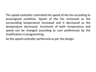 Speed controller for fan | PPTX